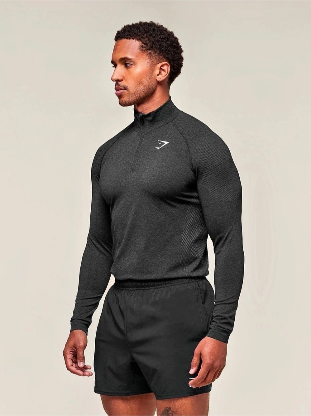 Like New Gymshark Apex Seamless 1/4 Zip Pullover Men's Black Sz M